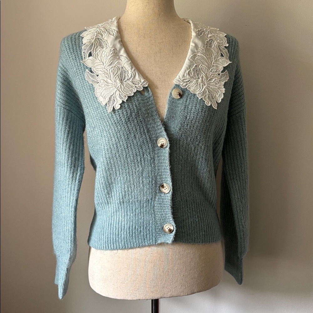 NWT Greylin Eileen Cardigan w/ Embroidered Collar